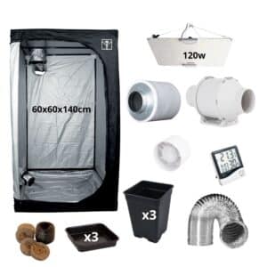 kit armario cultivo completo 60x60x140cm led 120w